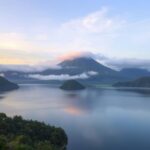 scenic volcanic crater lake